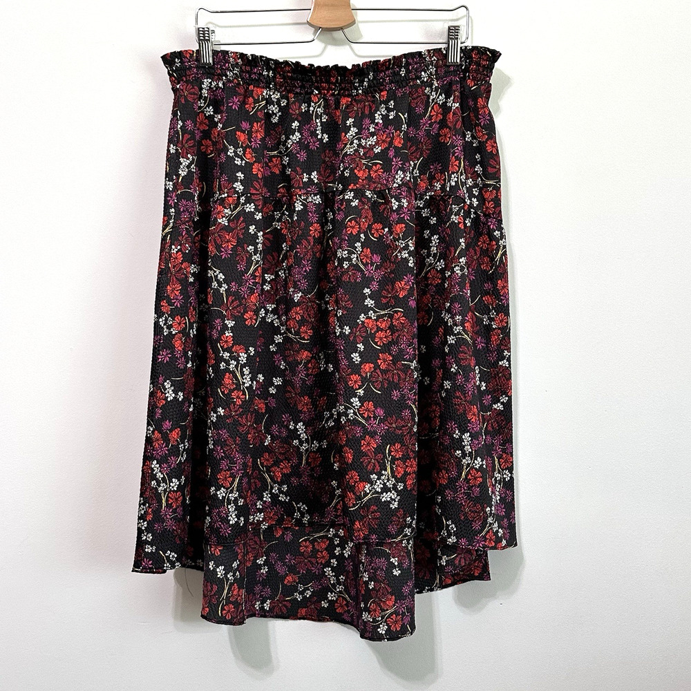 Draper James Skirt XXL Waterfall Black Multi Ribbon Flower Floral Print Pull On